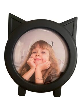 Black Cat Ear Round Photo Frame - Cute Decorative Picture Frame - New